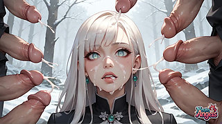 Frozen Milk Flood Schoolgirl's Snowy Squirting Orgasm