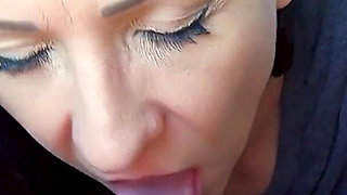 Car Blowjob with Stranger Man! Female Tourist Jerks the Sperm Out of His Cock!