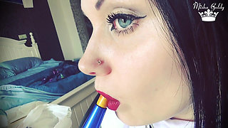 Smoke from dark red big lips