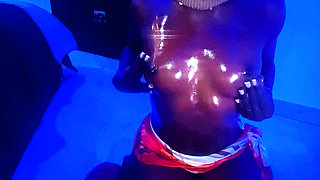 Hot Slim thick African   ebony goddess POV oily  Small tits massage slow motion
