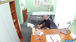 Sexy young doctor with a perfect body fucks with a bald boyfriend