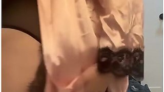 BBW stepmom smoking joint, teasing with a striptease