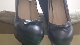 The girl makes you lick your feet and shoes. Sweet femdom