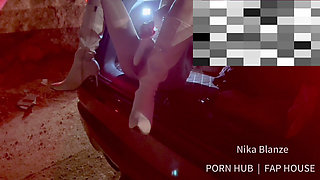 Obedient, Lustful Young Wife in High Heels, Ankle Boots, Stockings, Outdoor Exposure, Car Jerk, Sex Scenes