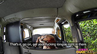 Female Fake Taxi - Blonde Lesbian Cab Driver Dominates Tattooed Redhead