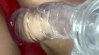 New toy teasing her wet pussy