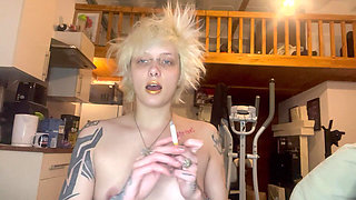 Goth Girl Lipstick Fetish Smoking a Cigarette
