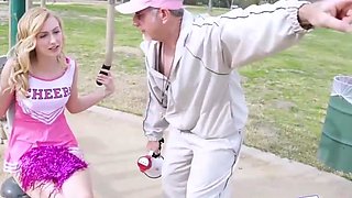 Old fellow loves cooch licking with a young cheerleader in