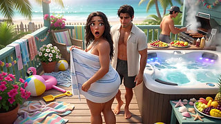 Secret Summer Heat in the Beach House Jacuzzi with My Partner's Closest Friend (AI generated)