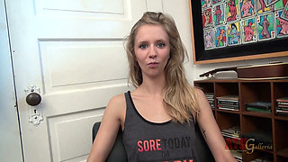 Rachel James Flat-Chested Skinny Blonde Answers Sex Questions Then Fingers to Orgasm