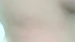 Ebony girl showers her big ass amp masturbating