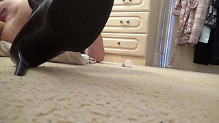 Shaved Cunt Machine-fucked Raw - Stockings & Heels Floor View POV