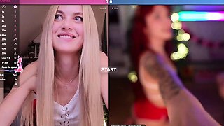 Pussy toying blonde fetish lesbians piss on each other