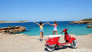 Little Caprice and Melena Share Intimate Moments in a Sunny Outdoor Escape