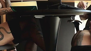 Hot Secretary in Stockings, Glasses and Heels Gets Fucked on the Table