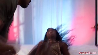Ebony babe Ana Foxx stretched by a bbc