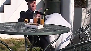 Randy pilot fondles sexy brunette in the cockpit