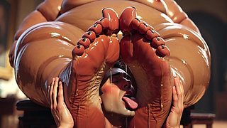 SSBBW Makes Skinny Slave Lick Her Sweaty Feet