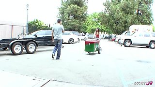 Brown Skin Teen Emy Reyes with perfect Tits seduce to Old Young Interracial Sex by Big Dick Guy