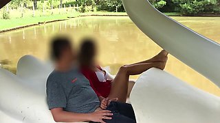 Risky anal fuck in the middle of a lake with a hot MILF