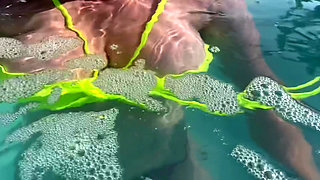 Artemisia Love flashing her juicy big tits underwater for you wearing a sexy bikini