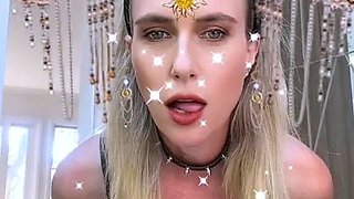 Glamour babe with big boobs masturbates in lingerie