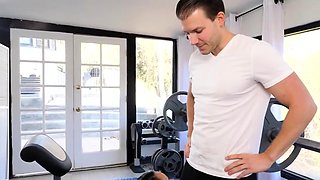 Hot babe with perfect big boobs taking shower