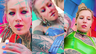 Latex Lesbian Strap-On Fun with Alt Tattooed Girls & German Dirty Talk