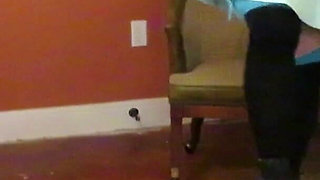 Nurse Vicki plays with a rubber ball in a mini skirt, sexy stockings and high heel mini boots