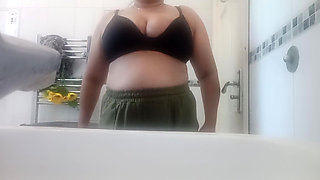 Alone at Home in Washroom Enjoying Pussy Fucking