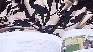 Secretly Looking at My Step Stepsister Reading for Exam in Her Bedroom Wearing Neither Pants nor Bra. Ony a Big Dress