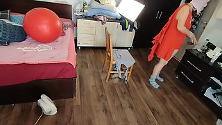 Sexy Latina Tries on and Cuts Clothes - Sexy Latina with Hairy Pussy, Big Tits, Big Ass