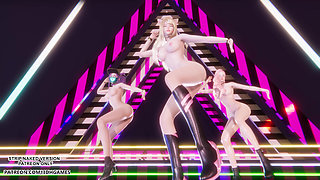 Blackpink - Whistle Ahri Akali Seraphine Sexy Naked Dance