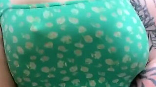 Cute Chubby Stepmom Bounces Huge Boobs in Sundress in Dressing Room