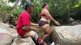Man Shows and Masturbates Cock Near an Unknown Woman