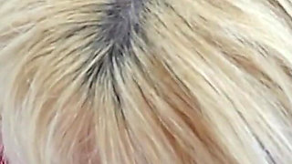 Blowjob and Footjob of This Naughty Blonde Who Loves to Devour Cum