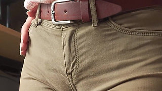 Naughty Colleague Showing off Wedgie Pussy