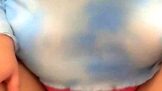 Pregnant blonde masturbates close up