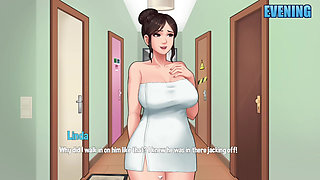 My Own Step Mom Bath with Door Opened & Caught Me Masturbate for Her Big Juicy Butts to Make Pregnant