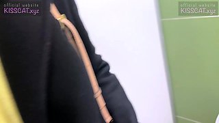 Real risky sex in man's toilet - agent pickup student in Walmart