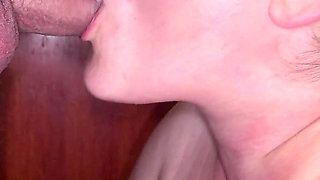 MILF Sucks a Big Cock and Swallows Cum Close up