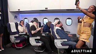 ADULT TIME - Olivia Jay Flashes Tits  Fingers Pussy On Plane! Gets Caught  Fucked Hard By Seatmate