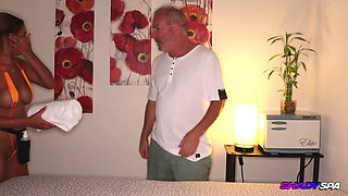 MILF Babi Blends Swedish and Deep Tissue Before a Deepthroat Release