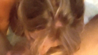 Sexy Amateur Blonde Loves to Suck Balls and Swallow All
