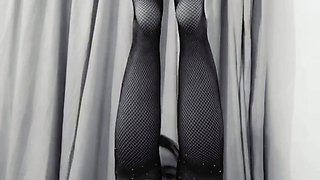 Glamour babe with big boobs masturbates in lingerie