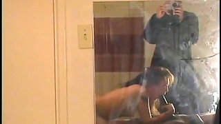 Black dude receives an interracial blowjob