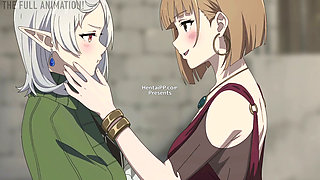 Rudeus Sat on the Couch, Sylphie Lowered Herself Onto His Cock, and P-Chan Crawled Between Her Legs to Lick Her Clit