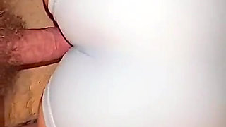 Rubbing My Big Cock on Wifes Cameltoe Bent Over Doggystyle Position in Blue Yoga Shorts