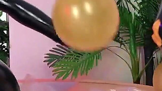 Air Balloon Looner Hot Fetish 2 Lesbians in Tight Shiny Rubber Clothes Having Fun