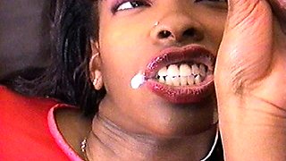 Massive cumshot on her big boobs